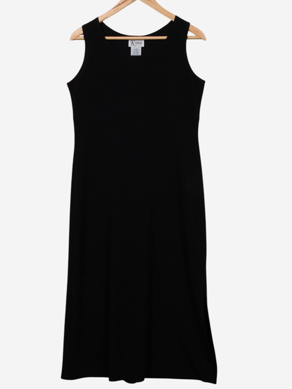 vintage black k-petite minimalist quiet luxury tank maxi dress size medium